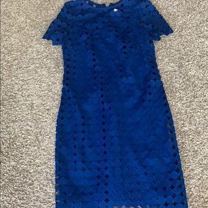 Blue embroidered circles dress
